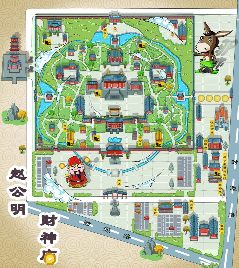 魏都寺庙类手绘地图